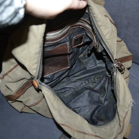 CAMPOMAGGI Canvas Leather Shoulder Bag Made In Italy - Picture 14 of 16